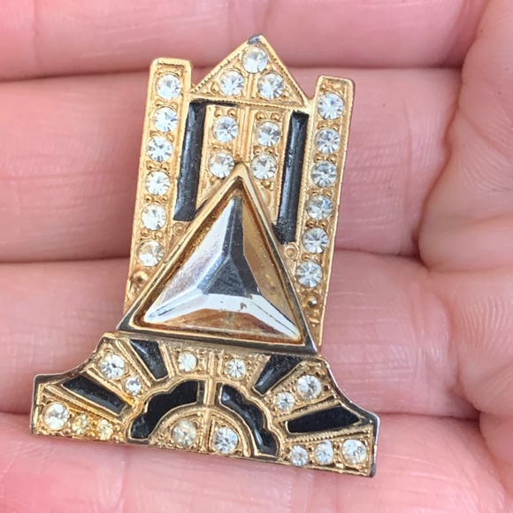 Set of 4 Art Deco Style Rhinestone Brooch Lot - Picture 5 of 7